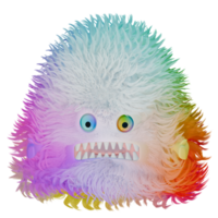 3d monster fluffig färgrik rosa röd png