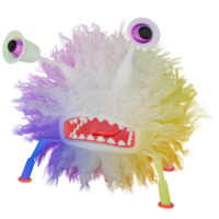 3D monster fluffy colorful purple yellow png