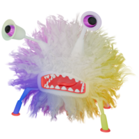 3d monstro fofo colorida roxa amarelo png