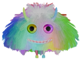 3D monster plush colorful green blue png