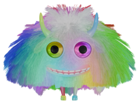 3d monstre peluche coloré vert bleu png