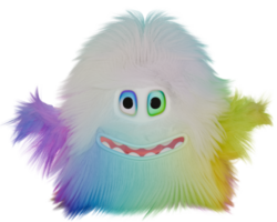 3D monster fluffy colorful pink yellow png