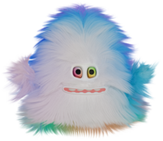 3d monster pluizig kleurrijk blauw wit png