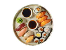 AI generated a plate of sushi png