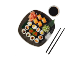 AI generated a plate of sushi png