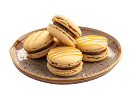 AI generated macarons on a plate png