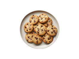 ai generado chocolate chip galletas en un plato png