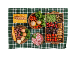 ai generato Alimenti su picnic stuoia png