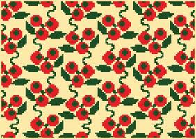 Ornamental texture with flower silhouettes Pixel base Pattern Background Vector