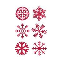 Vector White Snowflakes elements with Red Background