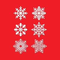 Vector White Snowflakes elements with Red Background