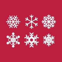 Vector White Snowflakes elements with Red Background