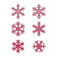 Vector White Snowflakes elements with Red Background