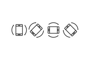 Rotate mobile phone icon set outline style vector design template