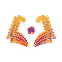 Book Logo Design Concept With Joyful Hands Celeberation Vector, Autism Awareness Concept vector