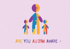 Are You Autism Aware Poster Design With Family Vector Illustration