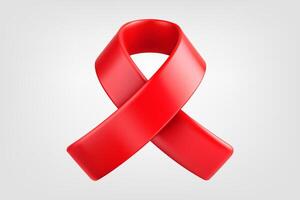 Aids awareness symbol. 3d vector red ribbon isolated on white background