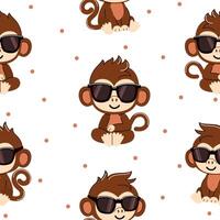 Seamless pattern with monkeys. Vector illustration on a white background.