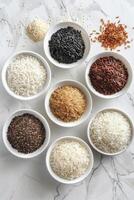 AI generated Different types of rice photo