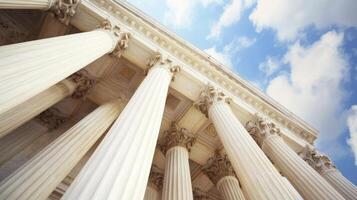 AI generated Pillars of Justice. Columns at the U.S. Supreme Court, Symbolizing Stability and the Rule of Law. photo