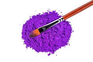 a bunch of dry natural purple pigment on a white background macro photo