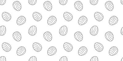 Traditional black contoured Easter Eggs Seamless doodle Pattern isolated on white background. Simple monochrome hand drawn outline illustration. Perfect for wallpaper or fabric vector