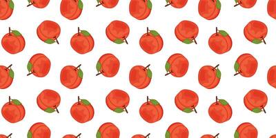 Vector seamless pattern with cartoon Peaches isolated on white. Bright tasty Summer fruits. Berry Illustration print greeting cards, cover