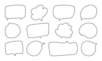 Speech Bubble in outline Hand drawn style. Comic doodle textbox set vector