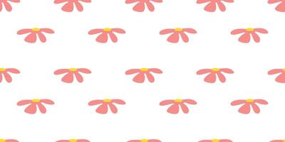 Bright seamless pattern with hand drawn spring Flowers. Summer simple design with colorful elements for wrapping paper prints and textiles. Fun rich illustration with repeating shapes groovy vector
