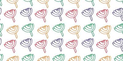 Seamless bright Doodle floral pattern. Simple hand drawn flowers background for print vector