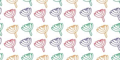 Seamless bright Doodle floral pattern. Simple hand drawn flowers background for print vector