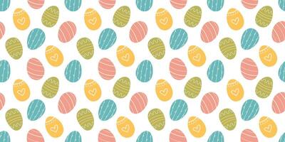 Easter Eggs minimalist seamless pattern background. Simple hand drawn vector design with decorated holiday eggshell. Backdrop for fabrics, wrapping or wallpapers