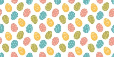 Easter Eggs minimalist seamless pattern background. Simple hand drawn vector design with decorated holiday eggshell. Backdrop for fabrics, wrapping or wallpapers