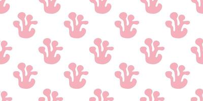 Matisse inspired modern Abstract Organic pink algae Seamless Pattern. Vector sea plants and Corals shapes. Background with hand drawn leaves silhouettes