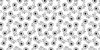 Brush doodle flower seamless Pattern. Hand drawn botanical background with abstract floral motif. Black print for fabric, wrapping paper, wallpaper design vector