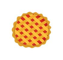 Pie cake with berry filling. Top view. Pastry, bakery. Apple pie. Icon, doodle. Flat vector. vector