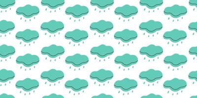 Seamless Pattern with blue simple doodle Clouds. Weather element in hand drawn style. Simple children art design vector