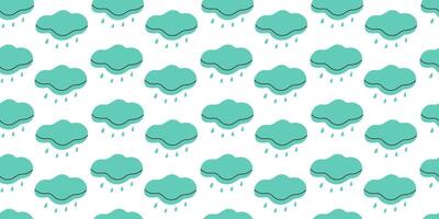 Seamless Pattern with blue simple doodle Clouds. Weather element in hand drawn style. Simple children art design vector