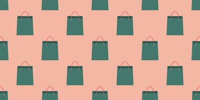 Shopping bags Seamless Background. Pink shop pattern in flat minimalist style for wrapping paper or print vector