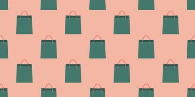 Shopping bags Seamless Background. Pink shop pattern in flat minimalist style for wrapping paper or print vector