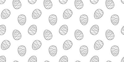 Easter Eggs Seamless doodle Pattern isolated on white background. Simple monochrome hand drawn outline illustration. Perfect for wallpaper or fabric vector