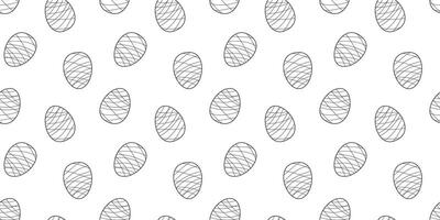 Easter Eggs Seamless doodle Pattern isolated on white background. Simple monochrome hand drawn outline illustration. Perfect for wallpaper or fabric vector