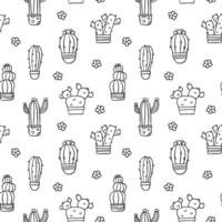 Cactus seamless pattern doodle vector