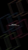 Abstract 1970's style vivid colors 3D square box outline on black background vertical shape. vector