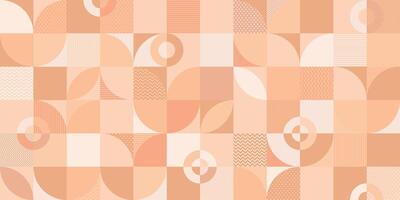 Abstract flowers peach tone geometric mosaic pattern with decorative ornament background vector illustration.