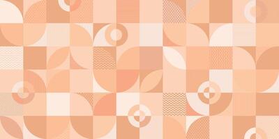 Abstract flowers peach tone geometric mosaic pattern with decorative ornament background vector illustration.