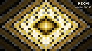 Geometric square gold background design pixel style. vector illustration. luxurious and dynamic effect