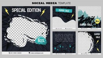 Social media post banner element sale promotion advertising. illustration vector. Black grunge abstract style element design. vector