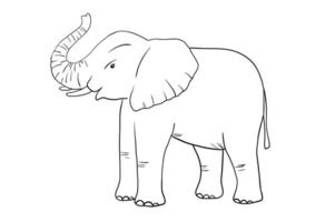 Elephant outline sketch isolated on white background. Vector engraving illustration.