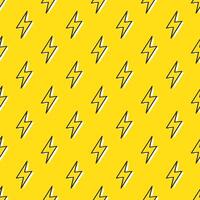 Lightning bolts Seamless Pattern. Yellow and Black repeating background. vector